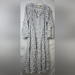 Tuckernuck Dusty Blue Medallion Ruffle Dress Size Large